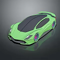 Green Sports Car With Sleek Modern Design Unique Wheels And Aerodynamic Body