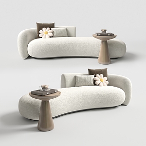 French Chaise with Cream 3d model