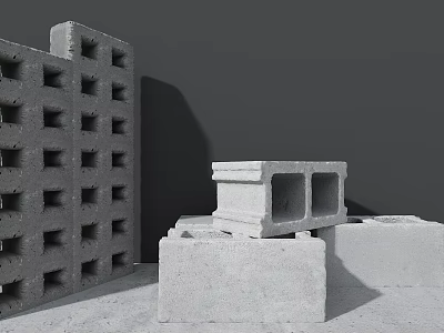 Hollow Concrete Blocks Stacked For Building Wall Structure And Construction Use 3d model