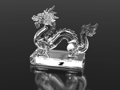Luxury Sofa And Coffee Table Set With Exquisite Crystal Chinese Dragon Ornament For Living Room 3d model