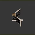 Modern Staircase Design Featuring White Steps Black Intricate Railings And Wooden Treads