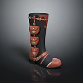Black and Red Leather Boots With Multiple Belts Pockets and Metal Buckles Design