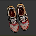 Adidas Sports Shoes With Mesh Upper Red Gray Color And White Laces Design