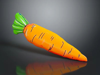Fresh Orange Carrot With Green Leaves And Textured Surface On Gray Background 3d model