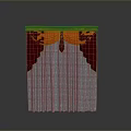 Elegant Curtain With Red Valance Orange Pleated Accents And White Sheer Panels