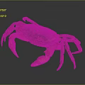 Red Black Crab With Long Legs And Sharp Claws On Dark Shiny Surface 3d model