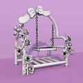 Light Blue Swing Photo Spot With Bow Red Roses On Lavender Background