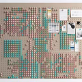 Creative Wall Decor With Pegboard Featuring Colorful Push Pins Arranged Patterns And Papers 3d model