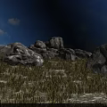 Natural Rocky Landscape With Blue Sky White Clouds And Dry Ground