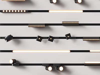 Modern Linear Downlights And Spotlights With Sleek Strip Design For Interior Lighting 3d model