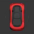 Red Futuristic Sports Car With Sleek Design Black Roof Large Wheels And Reflective Surface