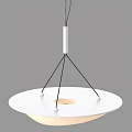 Sleek Modern White Pendant Light With Circular Shade And Thin Hanging Wire Design 3d model
