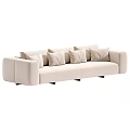 Elegant Modern Sofa Interior With Beige Upholstery And Multiple Decorative Cushions 3d model