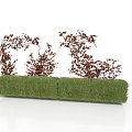 Landscaped Shrubs with Red Small Leaves on Green Grass Base Design
