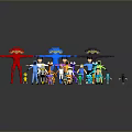 Cartoon Style Game and Movie Characters With Various Colors Sizes and Poses