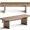Bla Station Solid Wood Bench Side Stool 3d model