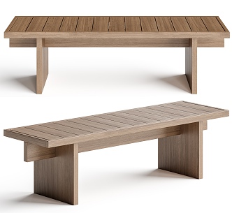 Bla Station Solid Wood Bench Side Stool 3d model