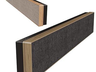 Modern Wooden Frame Soundbar with Fabric Mesh for Home Audio System 3d model