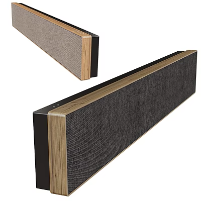 Modern Wooden Frame Soundbar with Fabric Mesh for Home Audio System 3d model