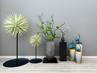 New Chinese Flower Vase Ornaments Flower Vase 3d model