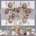 Elegant Dinnerware Set With Gold Accents Brown Plates And Dried Flower Decor