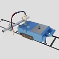 Blue Industrial Cutting Equipment With Track System Control Panel And Cables 3d model