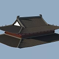 Traditional Chinese Architectural Roof with Multi layered Eaves and Curved Tile Design