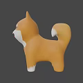 3D Shiba Inu Toy Cartoon Style Orange White Fur Winking Tongue Out Blue Background