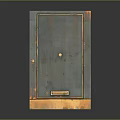 Vintage Metal Door With Rustic Green Orange Patina Brass Handle And Bottom Plate