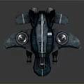 Futuristic Blue Sci Fi Aircraft Model With Angular Wings And Cockpit
