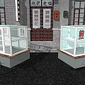 Traditional Public Facilities Glass Enclosed Vending Carts Near Chinese Style Building