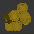 Shiny Stacked Gold Coins Pile With Reflective Surface On Dark Background