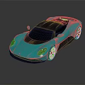 Turquoise Sports Car With Black Roof Sleek Design Black Wheels On Dark Background With Reflection