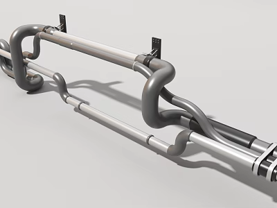 Heavy Duty Industrial Piping Equipment Featuring Curved Metal Tubes And Fittings 3d model