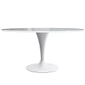 White Round Modern Dining Table With Smooth Surface And Pedestal Base 3d model