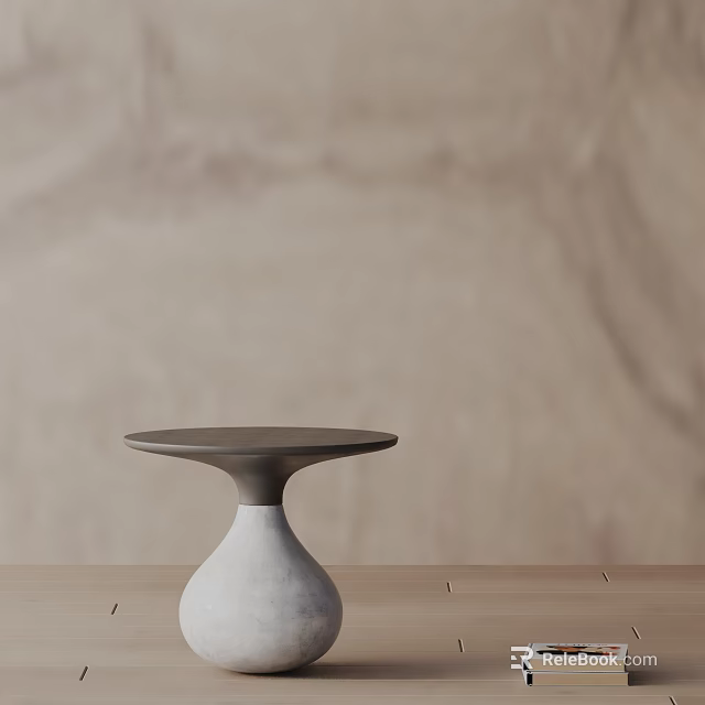 Modern Minimalist Bedside Table With Concrete Base Round Top And Neutral Design 3d model