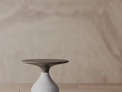 Modern Minimalist Bedside Table With Concrete Base Round Top And Neutral Design 3d model