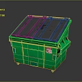 Green Household Trash Bin With Black Lid And Red Label For Daily Use