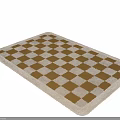 Square Area Rug Featuring Brown Beige Checkerboard Pattern for Home Decor 3d model