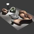 Modern Curved Sofa Coffee Table Set With Accent Chairs Floor Lamp And Area Rug