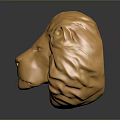 Detailed Golden Lion Head Sculpture With Glossy Metallic Surface On Dark Background And Reflection