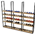 Shoe Rack With Multiple Shelves Neatly Arranged Various Colored Shoes