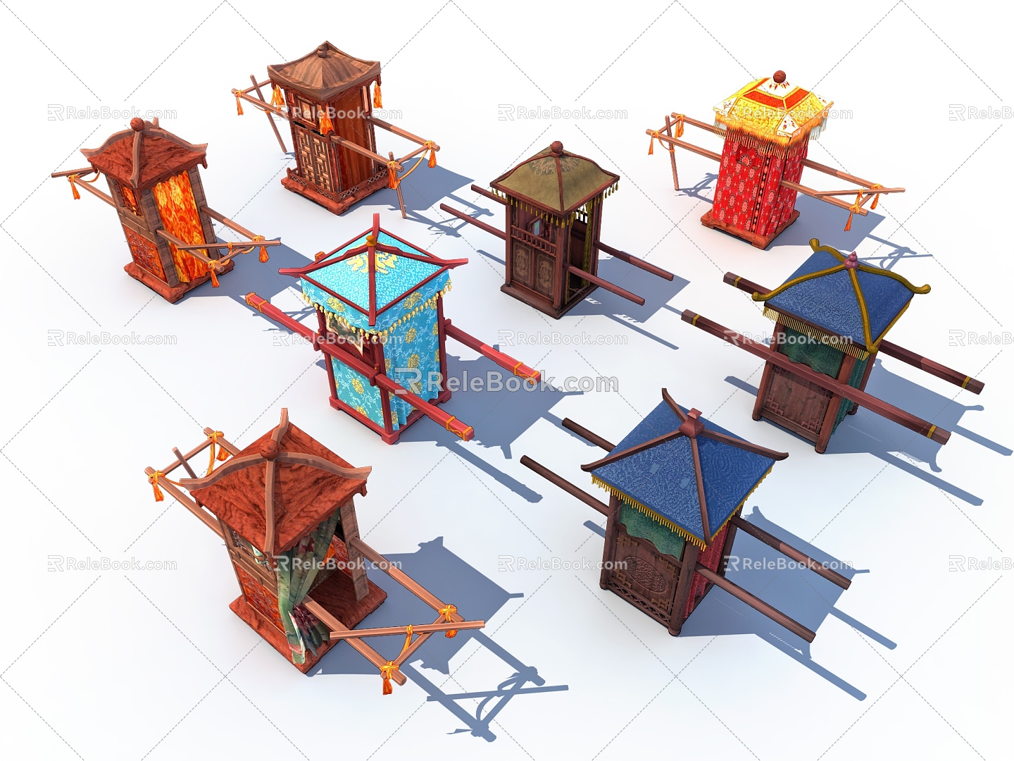 Chinese ancient sedan chair wedding sedan chair 3d model