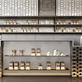 Modern Sales Office Interior With Display Shelves Counter And Warm Ambient Lighting
