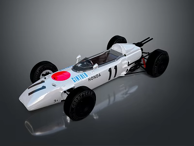 Honda White Race Car With Red Circular Logo And Number 11 3d model
