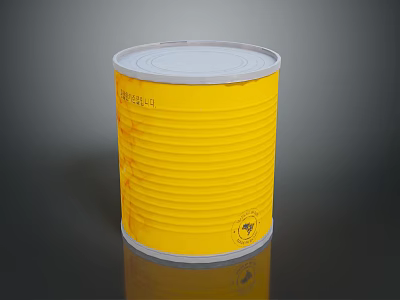 Yellow Ribbed Tuna Can Food Packaging With Secure Lid For Fresh Seafood Storage 3d model