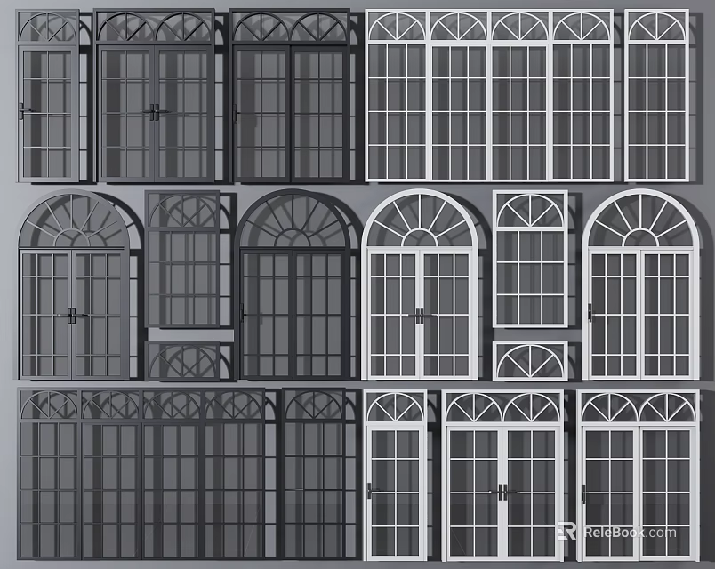 Sleek Modern Casement Windows With Large Glass Panels And Secure Locking System For Homes 3d model 