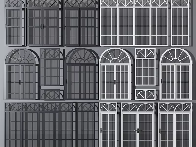 Sleek Modern Casement Windows With Large Glass Panels And Secure Locking System For Homes 3d model
