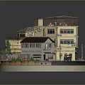 Cartoon Style Miniature Village Scene With Colorful Houses Green Vines And Small Yards