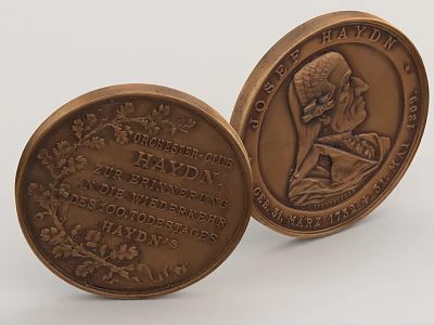 Copper Colored Collectible Coins With Historical Inscriptions And Detailed Portrait Engravings 3d model